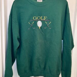 B Wear Vintage Green Golf Crewneck Pullover Sweatshirt Embroidered Men’s L